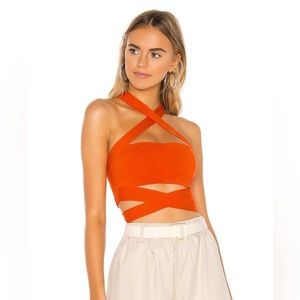 Superdown Elva Halter Top in Poppy, Medium